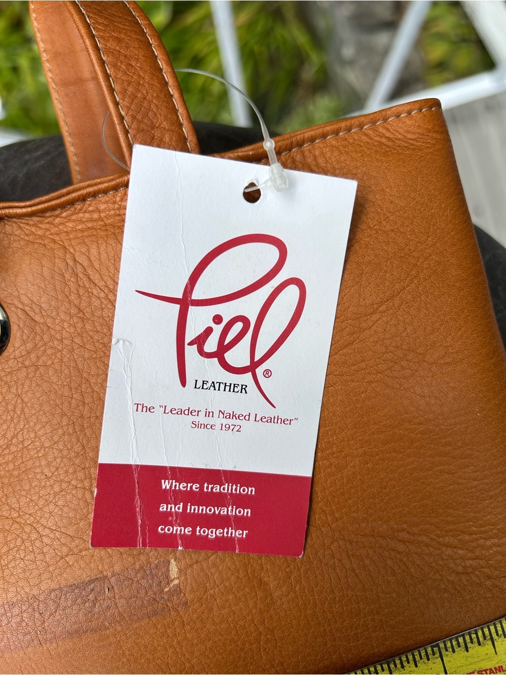 Piel Genuine Leather Tan Wine Tote Bag - Classic Naked Leather